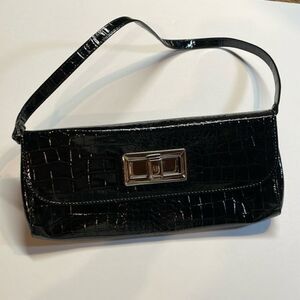 Anne Klein woman’s black handbag/purse/clutch style zebra pattern interior